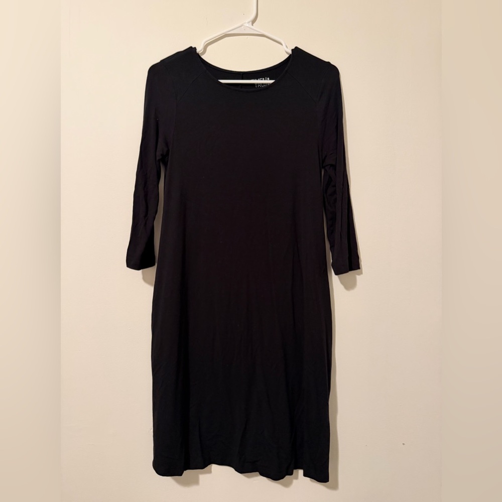 Time and Tru Black Shift Dress Size S (4–6) • 3/4 Sleeve Casual Work Dress